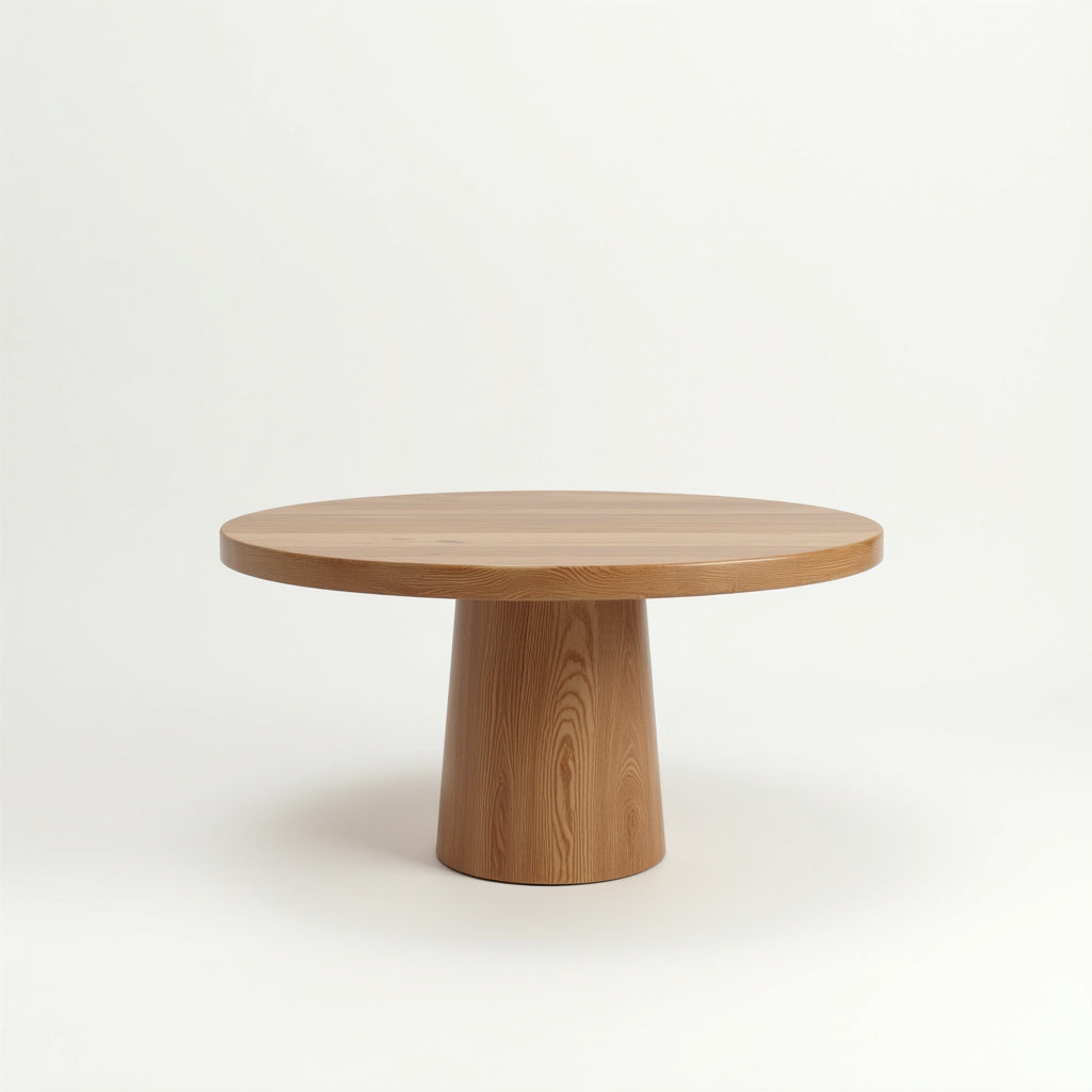 Rustic Oak Round Pedestal Dining Table