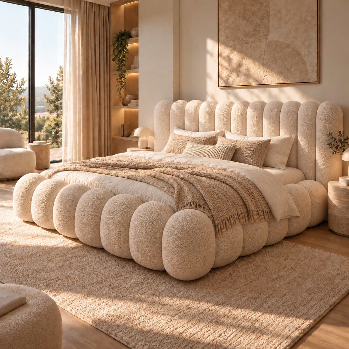 Luna Bouclé Upholstered Bed, King Size, view 4