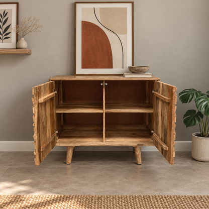 Elara Geometric Wood Storage Cabinet, view 4