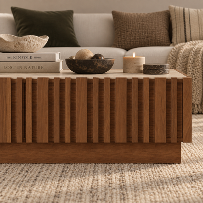 Arlo Fluted Coffee Table with Storage Drawers, view 4