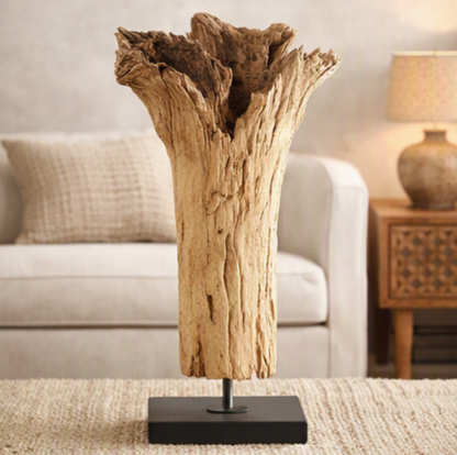Engraved Floral Beech Wood Table Lamp, view 2